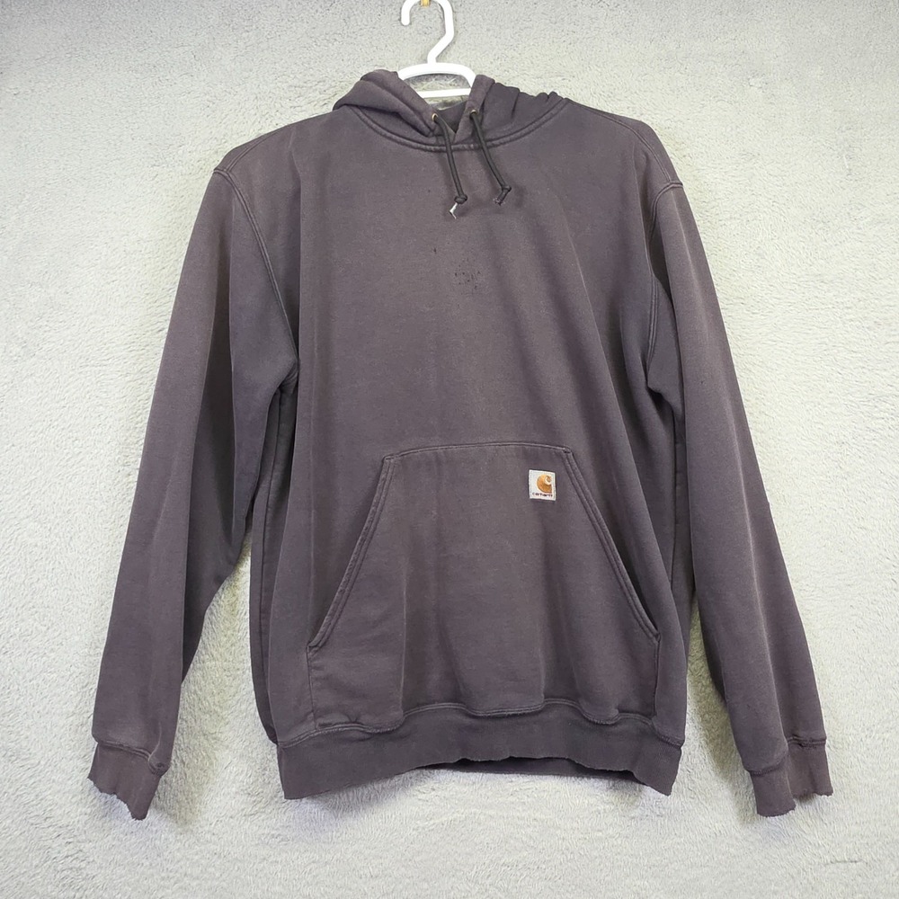 Carhartt‎ Hoodie Mens L Gray Thrashed Faded Sweatshirt Workwear Rugged Grunge